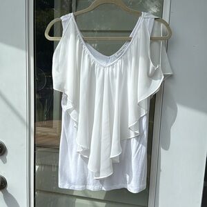 Patrizia Luca Milano size Med White sexy off shoulder flutter Sleeveless Top